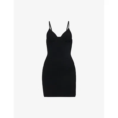 Jacquemus Womens Black The Scala Textured Sleeveless Knitted Mini Dress