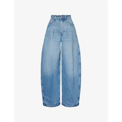 Jacquemus Womens The Ovalo De-nîmes Wide-leg Denim Jeans Blue Tabac