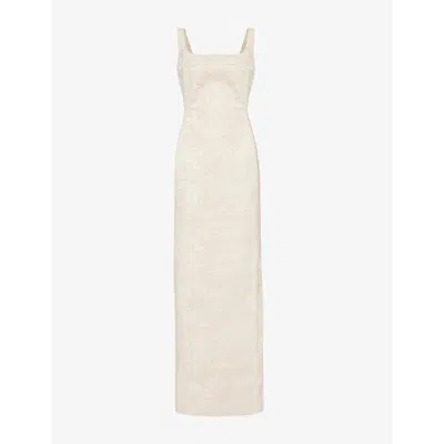 Jacquemus Womens Croco Beige La Robe Crayon Croco-pattern Cotton-woven Maxi Dress