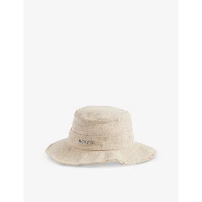 Jacquemus Womens  Le Bob Artichaut Drawstring Cotton Bucket Hat In Croco Beige