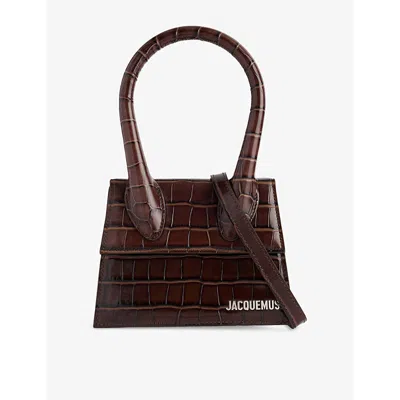 Jacquemus Womens Dark Brown Le Chiquito Croc-embossed Leather Top-handle Bag