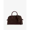 Jacquemus Le Petite Turisimo Knotted Croc-effect Suede Tote In Dark Brown