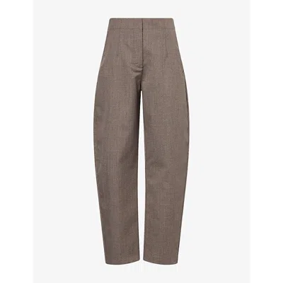 Jacquemus Womens Dark Brown The Barrel-leg Wool Trousers In Gray