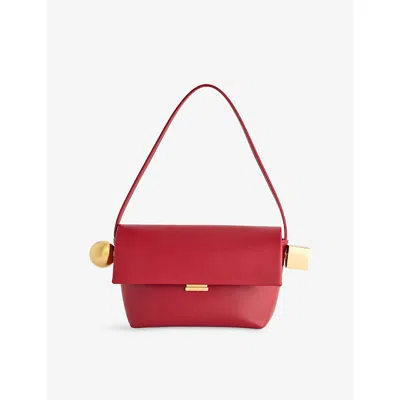 Jacquemus Womens Dark Red Le Rond Carre Leather Shoulder Bag