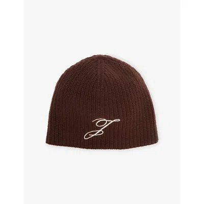 Jacquemus Womens Dark Brown Espiral Ribbed Wool Beanie