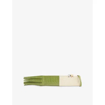 Jacquemus Womens Green / Dusty Ivory The Poireau Leather Clutch Bag In Multi
