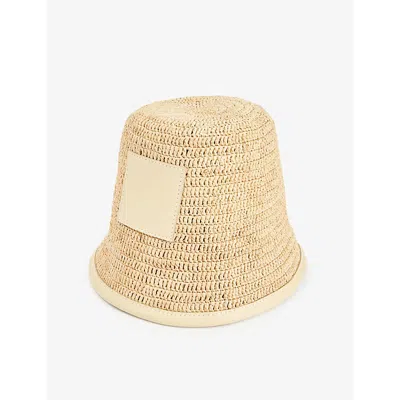 Jacquemus Womens Ivory Le Bob Soli Brand-patch Raffia Bucket Hat
