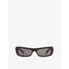 Jacquemus Womens Jac55c12sun Capri Rectangle-frame Acetate Sunglasses Brown In Brown
