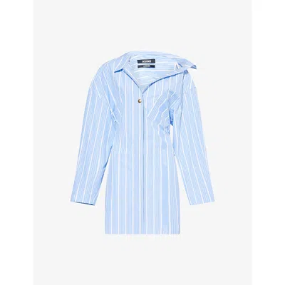 Jacquemus Womens La Mini Robe Chemise Stripe-print Cotton Mini Dress Jacquard Business