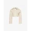 Jacquemus Womens  Croc-effect Cropped Denim Jacket In Croco Beige
