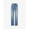 Jacquemus Womens Blue/tabac Le De-nimes Droit Brand-patch Straight-leg High-rise Denim Jeans In Blue/tabac