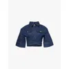Jacquemus Le Haut De-nîmes Denim Crop Top In Navy/tabac