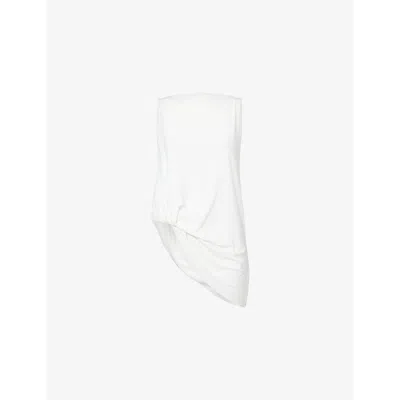 Jacquemus Womens Le Haut Peplo Asymmetric Stretch-woven Blend Top White