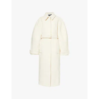 JACQUEMUS WOMENS OFF-WHITE LE MANTEAU BARI BELTED WOOL COAT
