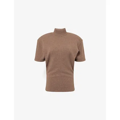 Jacquemus Womens Brown P La Maille Castagna High-neck Wool Top