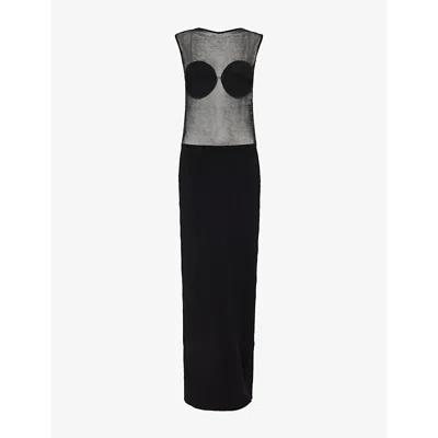 Jacquemus Womens Black Platano Sheer-panel Knitted Maxi Dress