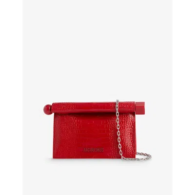 Jacquemus Womens Red Rond Carré Small Leather Clutch