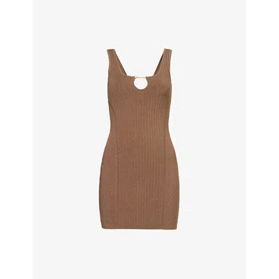 Jacquemus Womens Beige Sierra Ribbed-knit Mini Dress In Brown