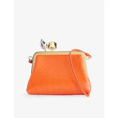 Jacquemus Womens Red Orange The Berlingot Leather Shoulder Bag