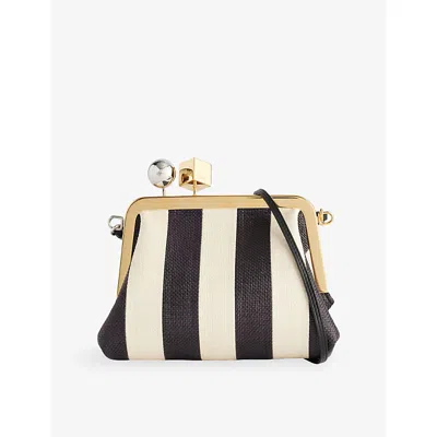Jacquemus Womens Natural / Black The Berlingot Striped Woven Shoulder Bag