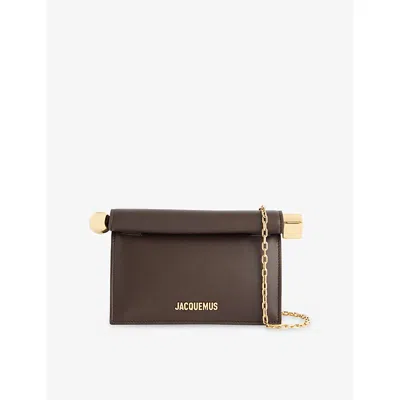Jacquemus Womens Midnight Brown The La Petite Rond Carré Leather Shoulder Bag
