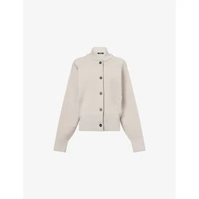 Jacquemus Womens Greige The Lavande Embroidered Merino Wool Cardigan In Neutral