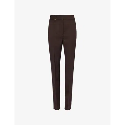 Jacquemus Womens The Tibau Side-slit Tapered-leg Canvas Trousers Dark Brown