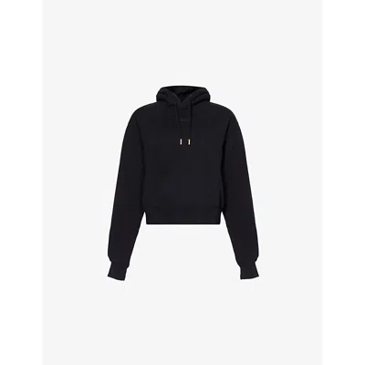 JACQUEMUS WOMENS BLACK LE HOODIE BRAND-TAB COTTON-JERSEY HOODY XS
