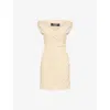 Jacquemus La Rita Draped Off-the-shoulder Mini Dress In Light Beige