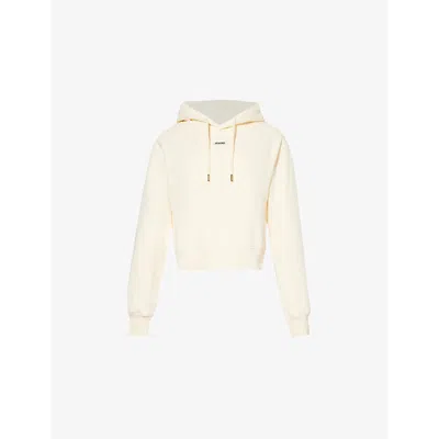 JACQUEMUS WOMENS LIGHT BEIGE LE HOODIE BRAND-TAB COTTON-JERSEY HOODY
