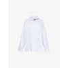 Jacquemus Womens Light Grey La Chemise Cuadro Script-embroidery Asymmetric Cotton Shirt In Blue