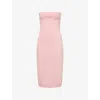 Jacquemus The Sera Strapless Embroidered Knitted Midi Dress In Pink