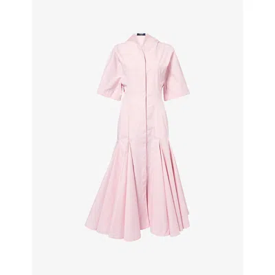 Jacquemus Womens Light Pink La Robe Moisson Cotton Godet Shirt Dress