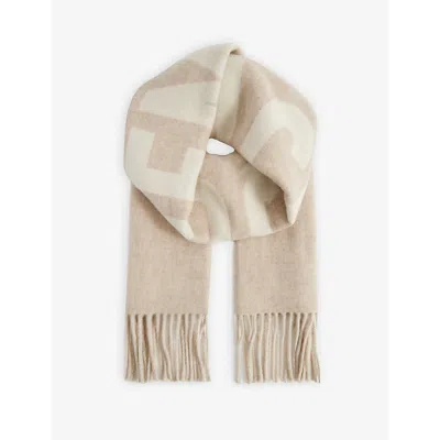Jacquemus Womens Multi-beige L'echarpe Tasselled-trim Wool Scarf