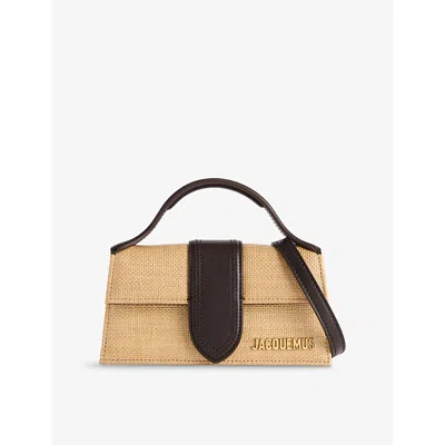 Jacquemus Womens The Small Bambino Raffia-effect Woven Crossbody Bag Natural / Dark Brown