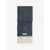 Jacquemus Womens Navy/white Stripe Carro Fringed Wool-blend Scarf In Multi
