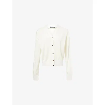Jacquemus Womens Off-white Le Brode Logo-embroidered Knitted Wool Cardigan