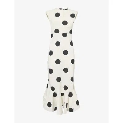 Jacquemus Womens Palmier Polka Dot-print Jersey Midi Dress Print Dots Logo W / B