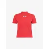 Jacquemus Womens Red 1 Logo-patch Cropped Stretch-cotton T-shirt Xl