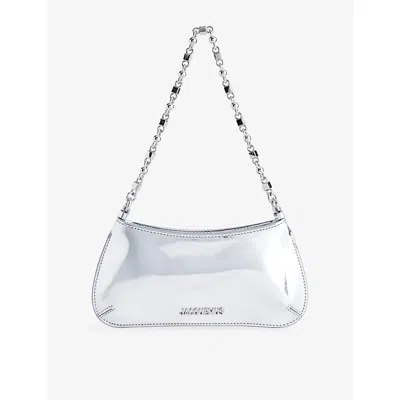 Jacquemus Womens Silver The Small Bisou Chaine Leather Shoulder Bag