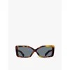 Jacquemus Womens Tortoiseshell Spiaggia Rectangle-frame Acetate Sunglasses In Tortoiseshell