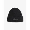 Jacquemus Womens Dark Grey Tourni Ribbed Cashmere And Wool Beanie In Black