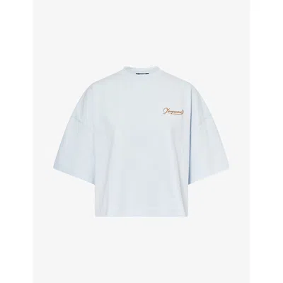 Jacquemus Womens Uni Club Blue Logo-embroidered Relaxed-fit Cotton T-shirt Xl