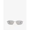 Jacquemus Womens  Jac121c4sun Sera Oval-frame Stainless-steel Sunglasses In White Gold/ Silver
