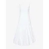 Jacquemus La Robe Agave White Sleeveless Long Dress With Square Neck And Flared Hem In Cotton Blend Woman In White