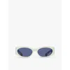 Jacquemus Womens White Ovalo Oval-frame Acetate Sunglasses In White Blue