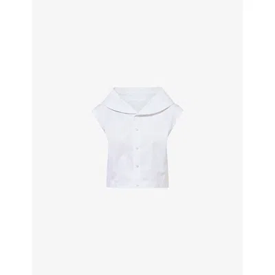 Jacquemus Womens White The Pasante High-stand-collar Cotton-poplin Top