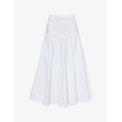 Jacquemus Womens White Triana Pleated Cotton Maxi Skirt