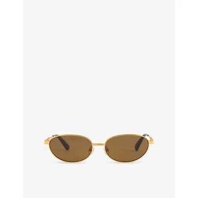 Jacquemus Womens Yellow Gold/ Light Gold The Alba Oval-frame Stainless-steel Sunglasses