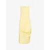 Jacquemus Draped Yellow Mini Dress With Unique Hem Knot In Yellow